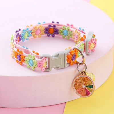 Flower Cat Collar with Bell and Charm