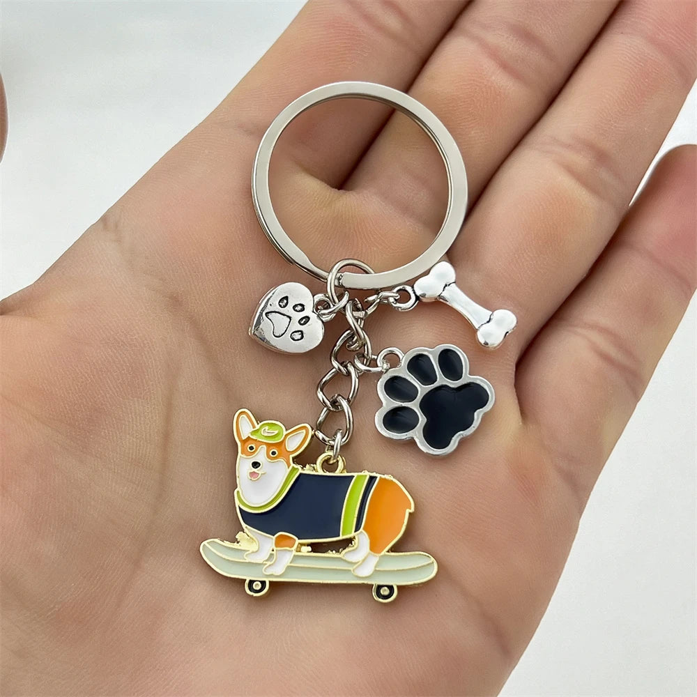 Skateboarding Pup Keyring