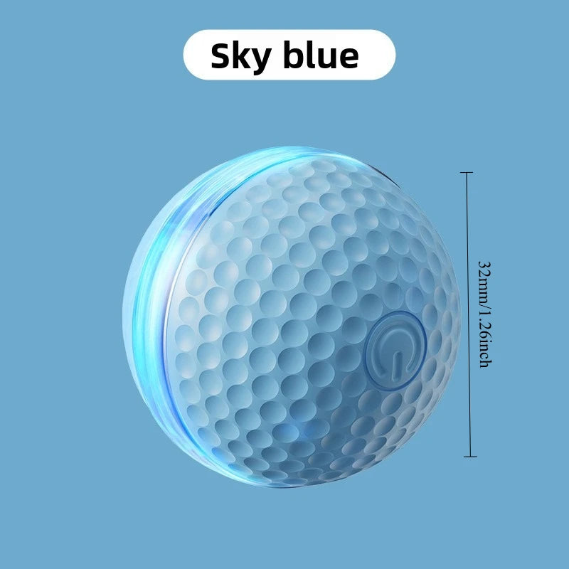 Rechargeable Rolling Ball Dog Toy - Blue, golf-ball style