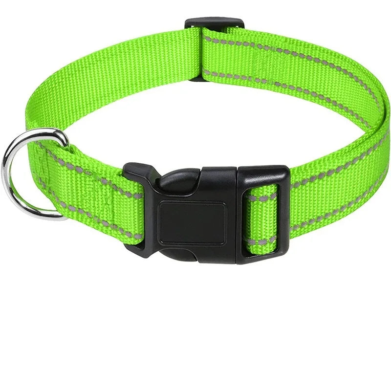 Nylon Dog Collar with Quick-Release Buckle - 2-Green / L(2.5 cm)(40-60 cm)