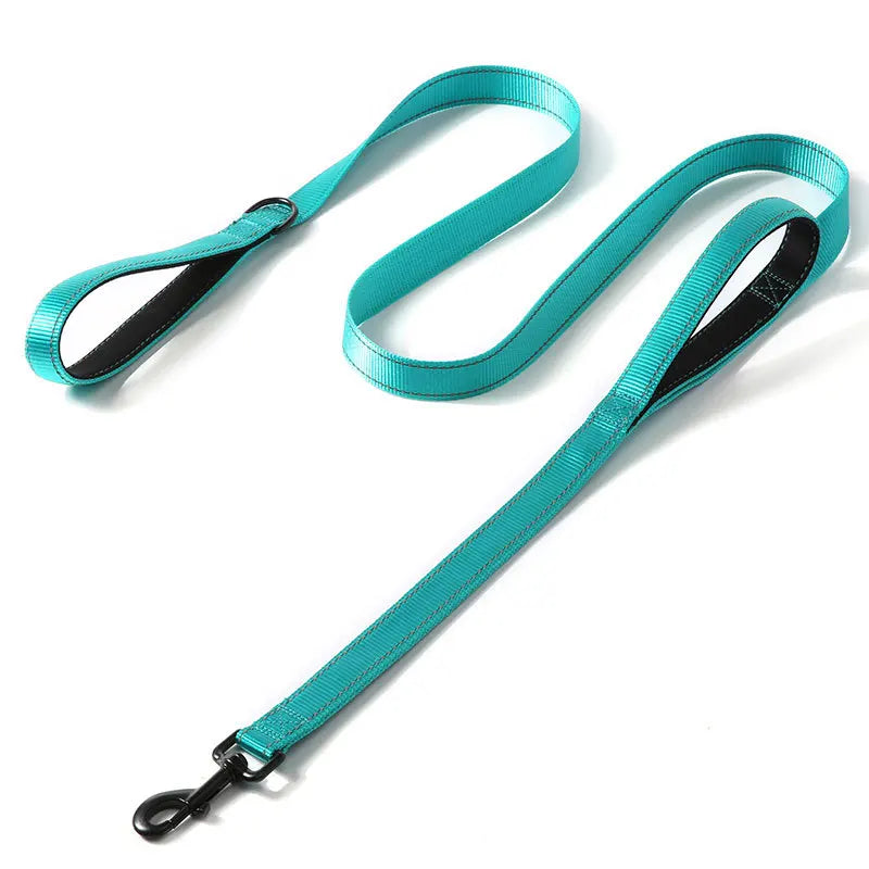 Double-Handle Reflective Dog Lead - Turquoise / 1.2 m