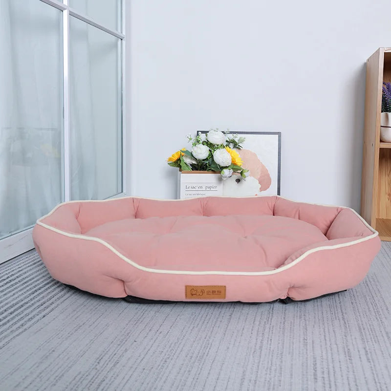 Sofa-Style Dog Bed with Raised Sides - M / Pink