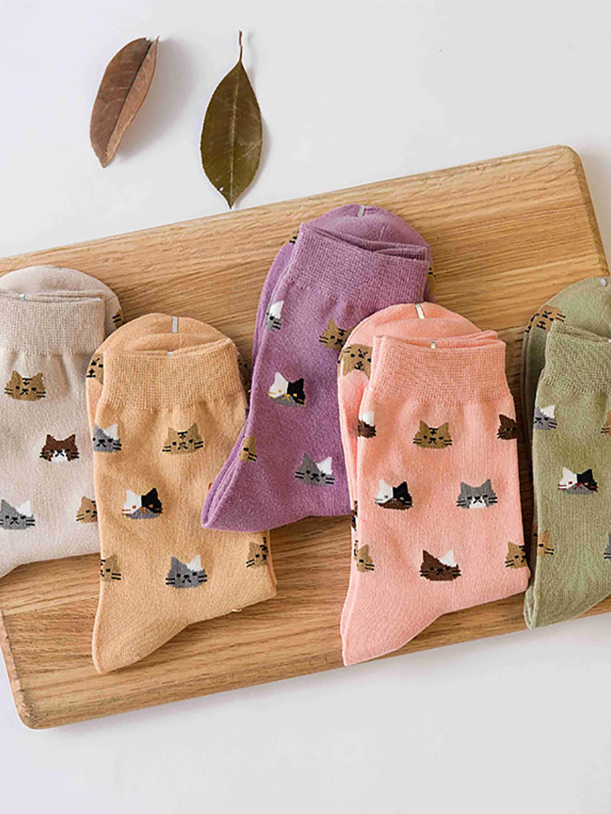 Cat Print Socks (5 Pairs)