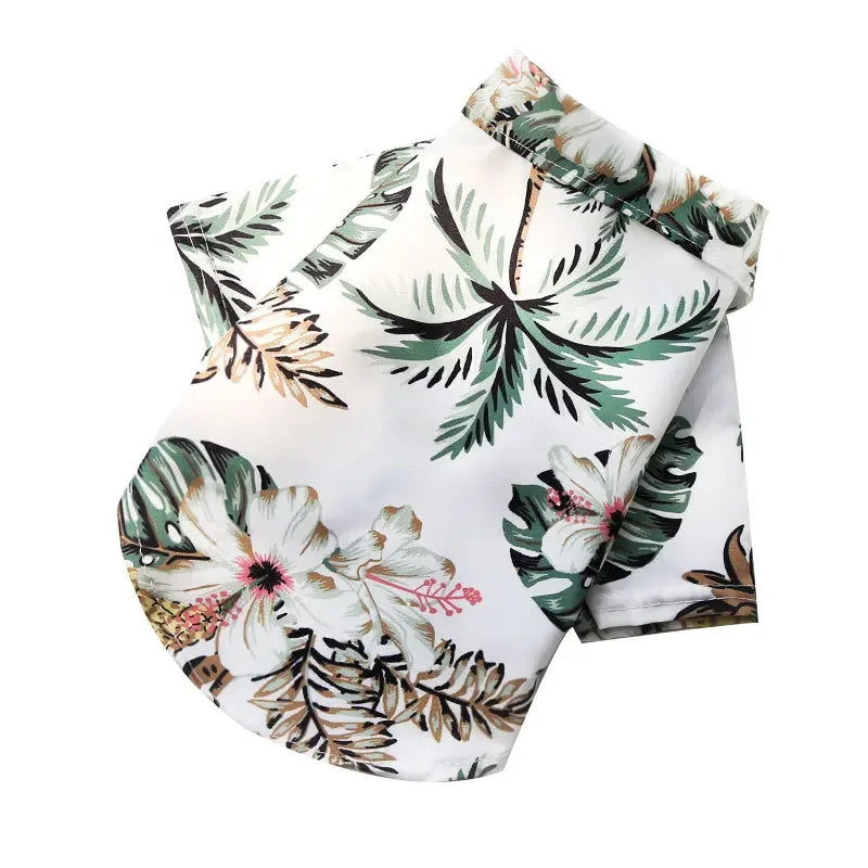 Hawaiian Shirt for Dogs and Cats - White Coconut Tree / XS