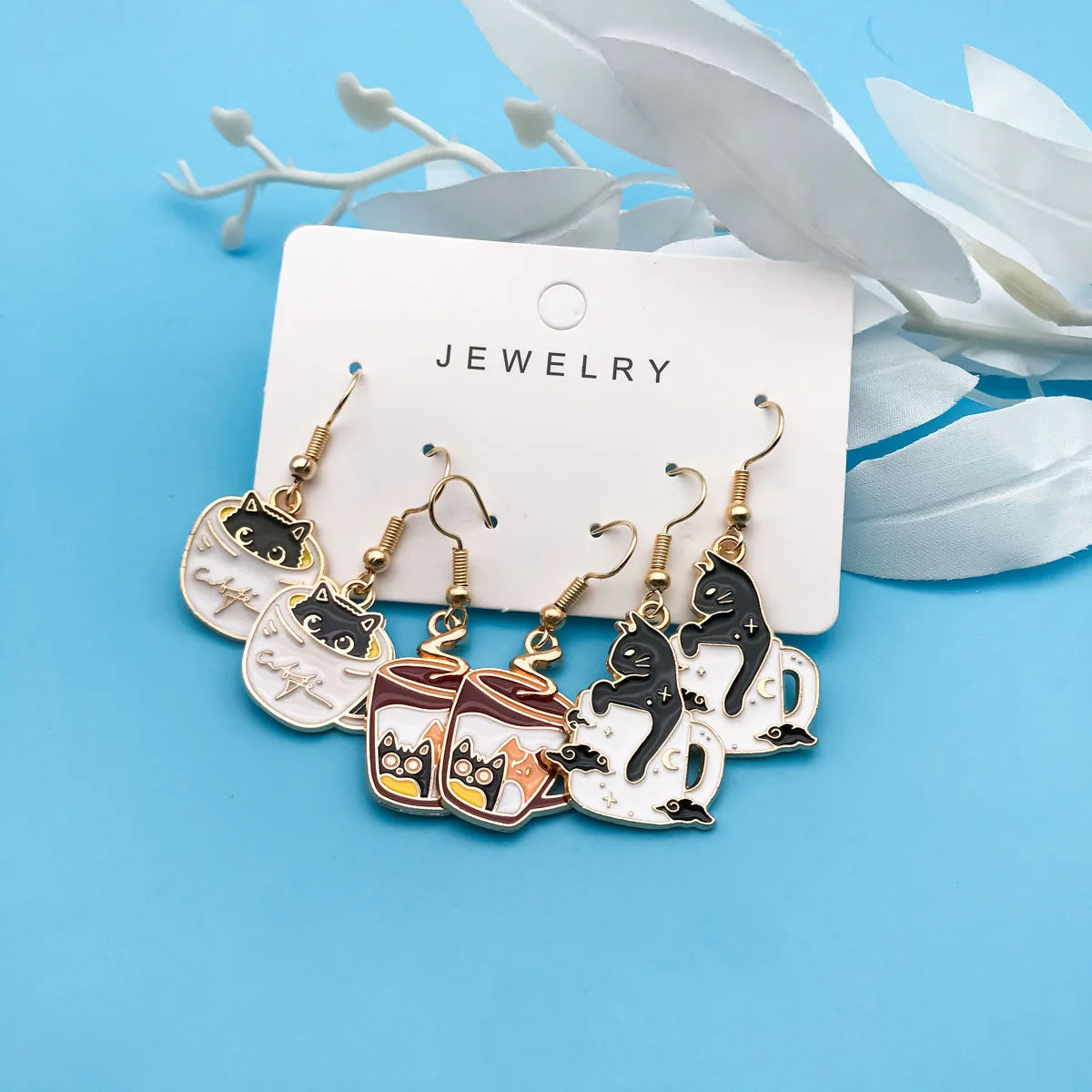 Teacup Cat Earrings Set (3 Pairs)