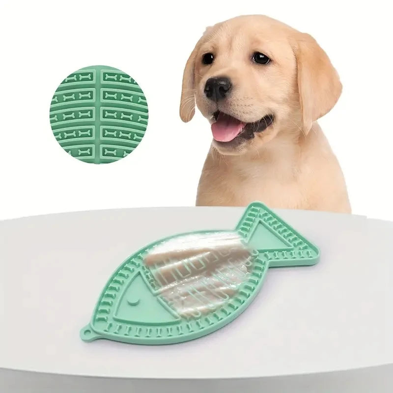 Fish-Shaped Lick Mat with Suction Cups