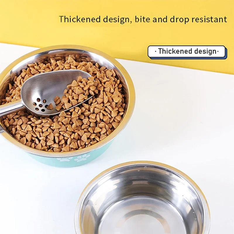 Stainless Steel Paw Print Dog Bowl