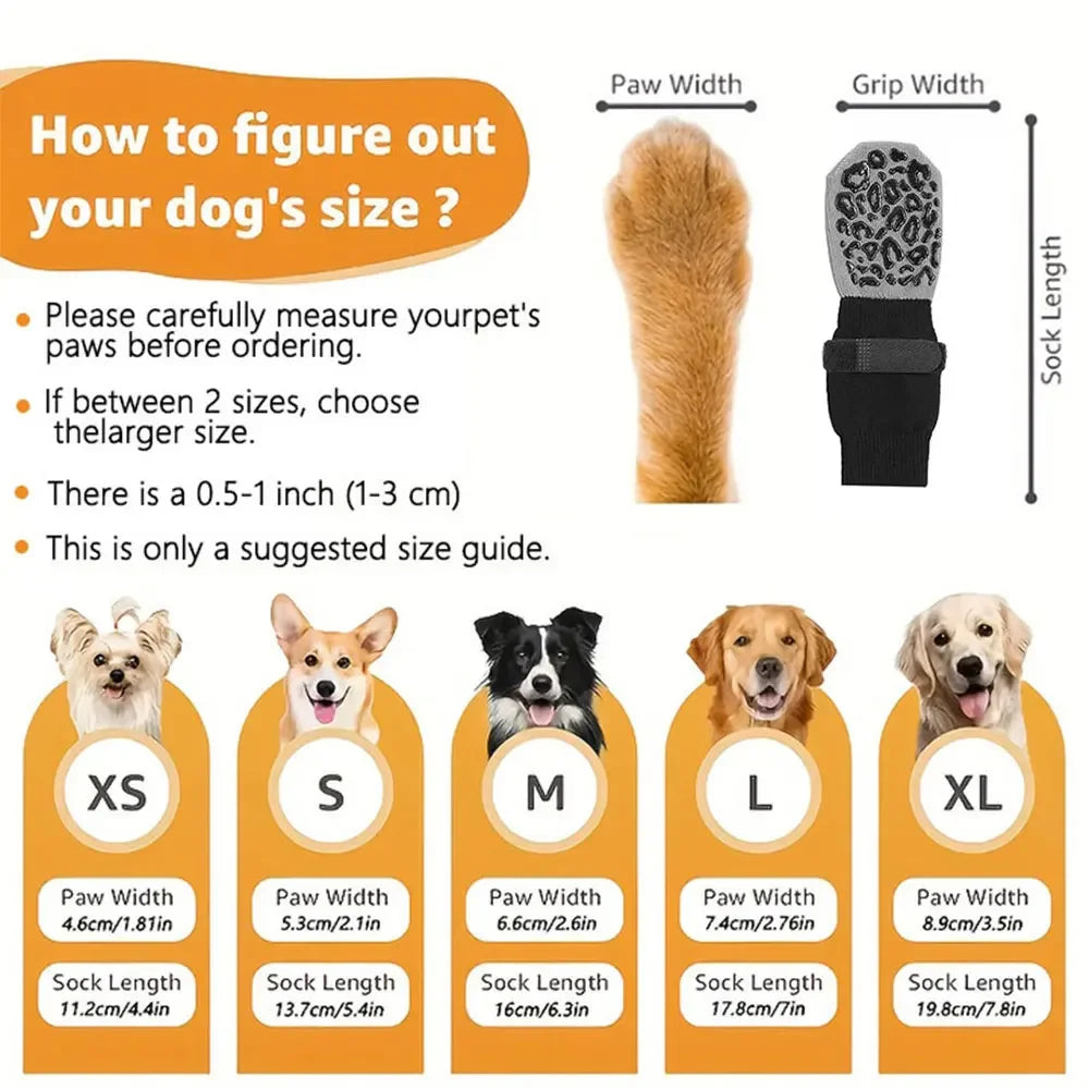 Anti-Slip Dog Grip Socks, Set of 4