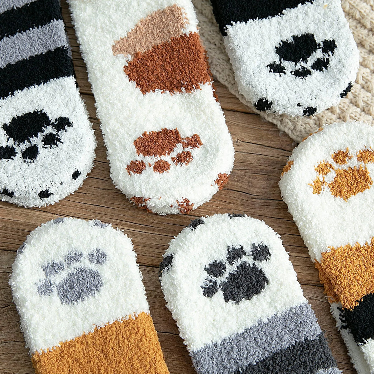 Fluffy Cat Paw Socks