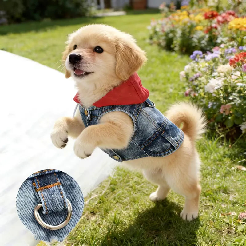 Denim Jacket with Hood for Small Dogs
