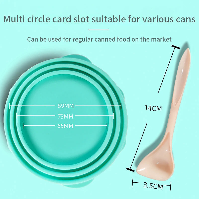 Silicone Pet Food Tin Lid and Spoon