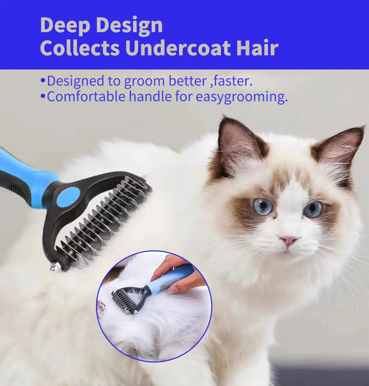Double-sided deshedding and dematting brush