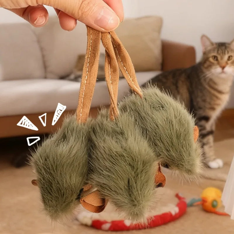 Realistic Squeaky Plush Mouse Cat Toy