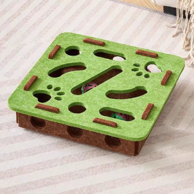 Felt Puzzle Maze Cat Toy with Ball - Green Square