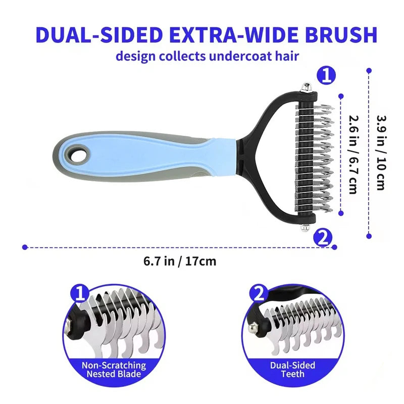 Double-Sided Dematting Comb for Dogs and Cats