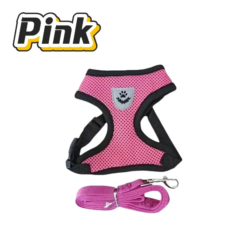 Mesh Cat Harness and Lead Set - Pink / S (1.5 to 2.5 kg)
