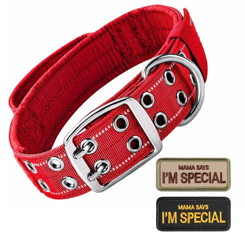 Heavy-Duty Tactical Dog Collar - Red / XL