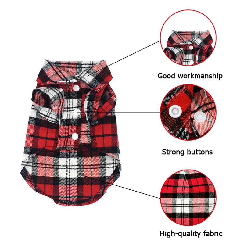 Plaid Cotton Shirt for Small Dogs