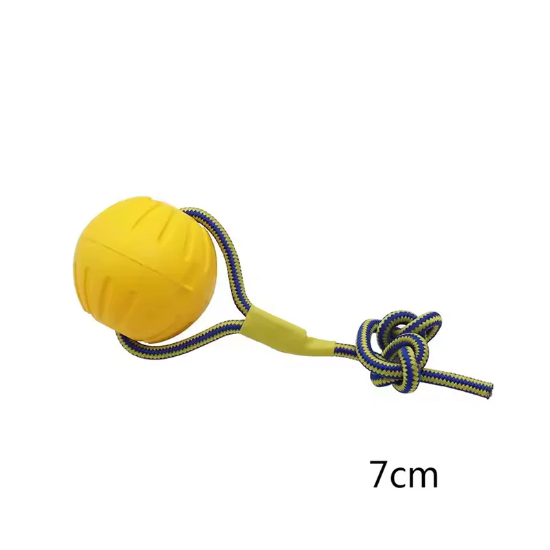 Foam Ring, Disc and Ball Fetch Toys - Ball on rope, 7 cm
