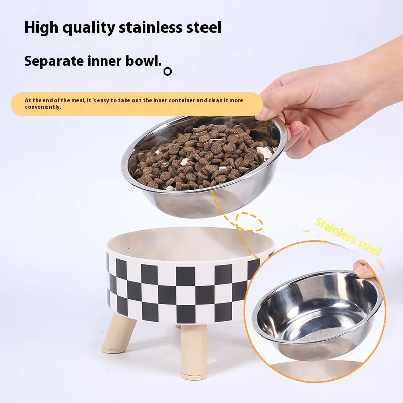 Raised Steel Bowl on Wooden Legs