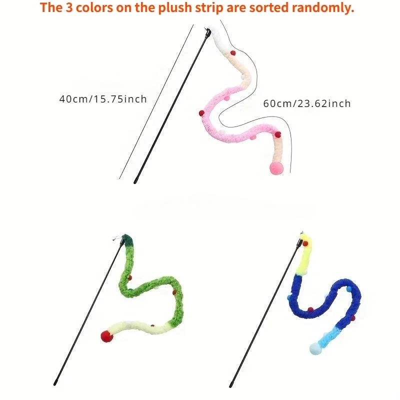Plush Strip Cat Teaser Wand