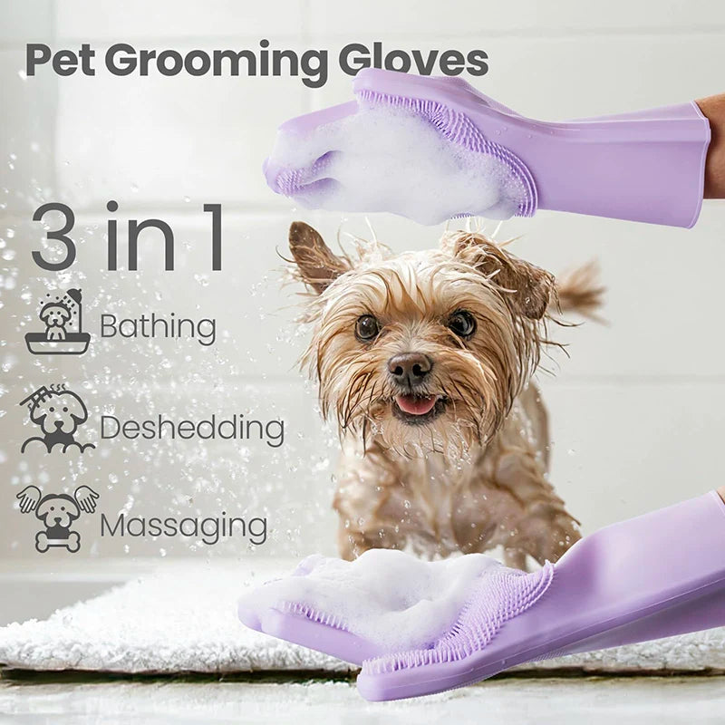 Silicone Bathing and Grooming Gloves