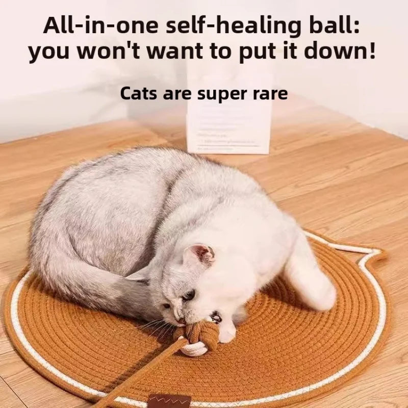 Round Rope Scratching Mat with Ball