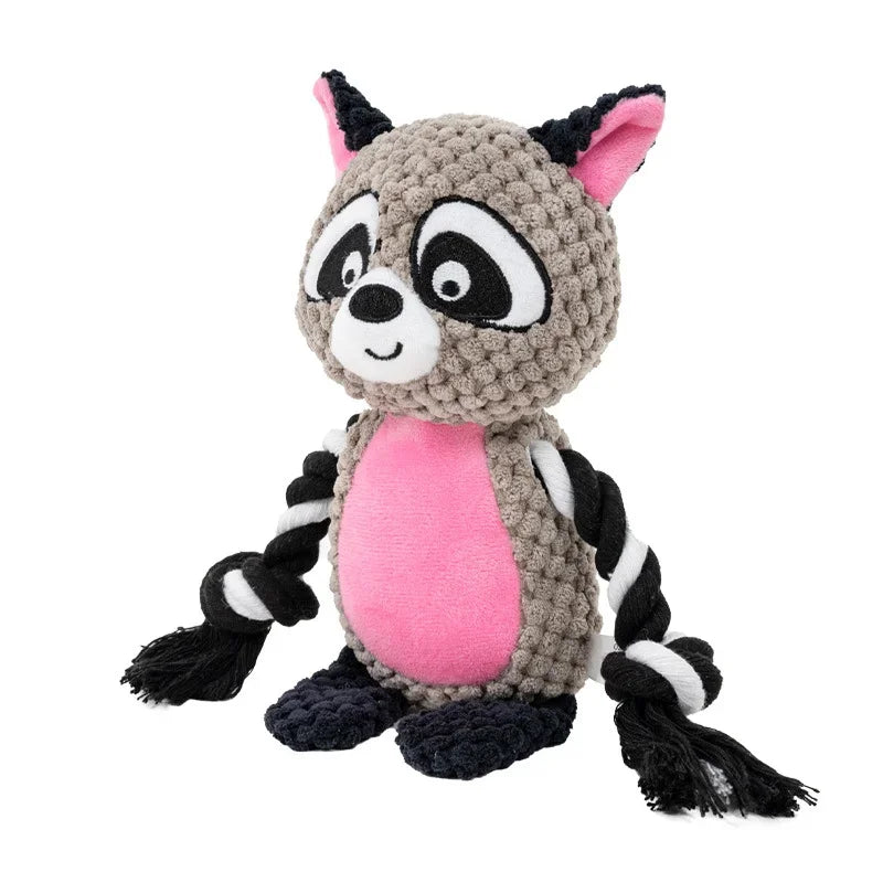 Knotted Plush Animal Dog Toy - Raccoon