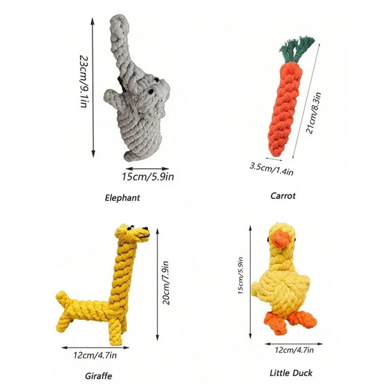Hand-Woven Rope Animal Dog Toy