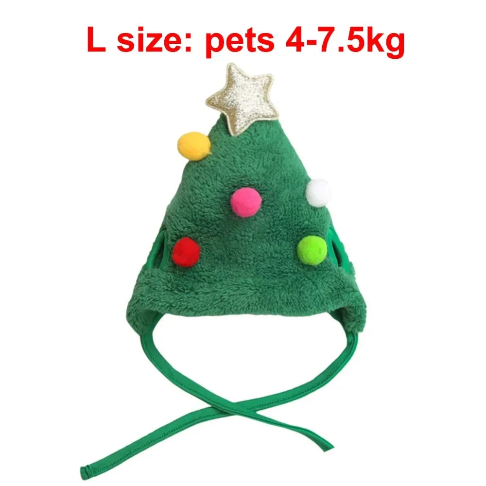 Christmas Hat or Bib for Pets - Green tree hat, L (4 to 7.5 kg)