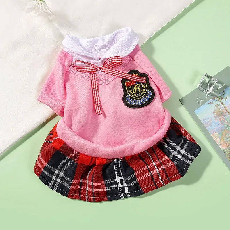 School Uniform Outfit for Small Dogs - Pink dress / XL