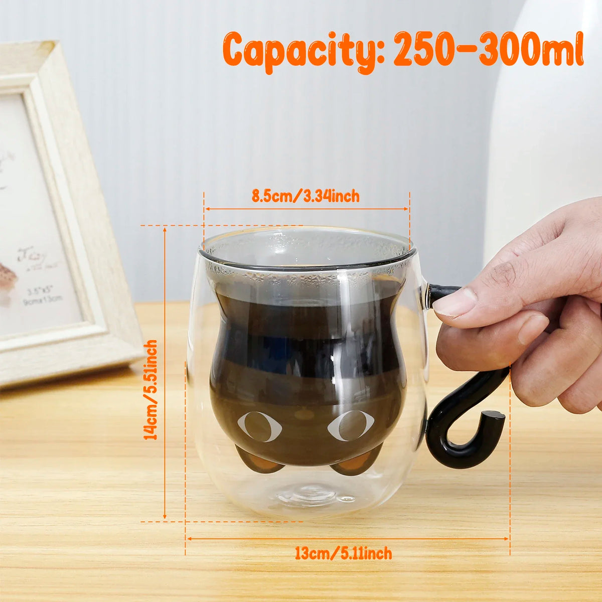 Double-Wall Glass Cat Mug