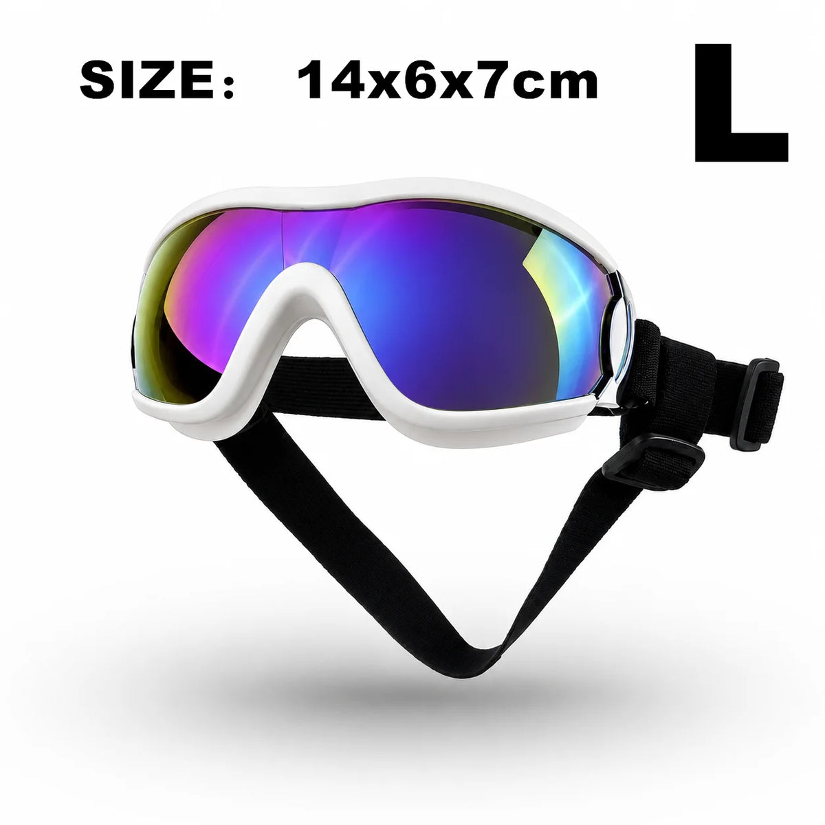 Dog Goggles with UV Protection - White, blue lens, L