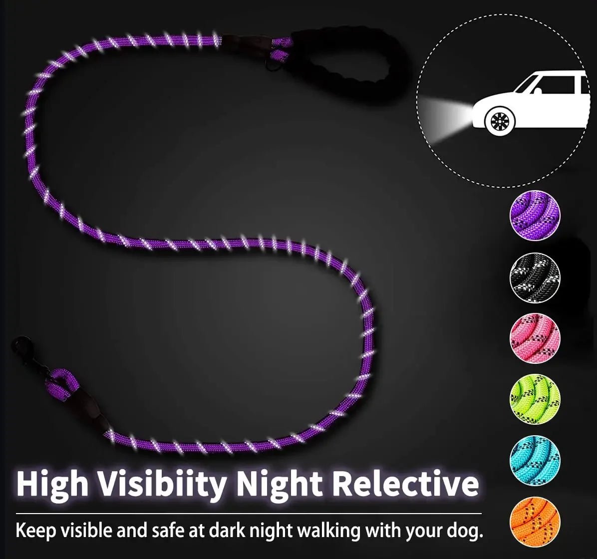 Reflective Nylon Rope Dog Lead
