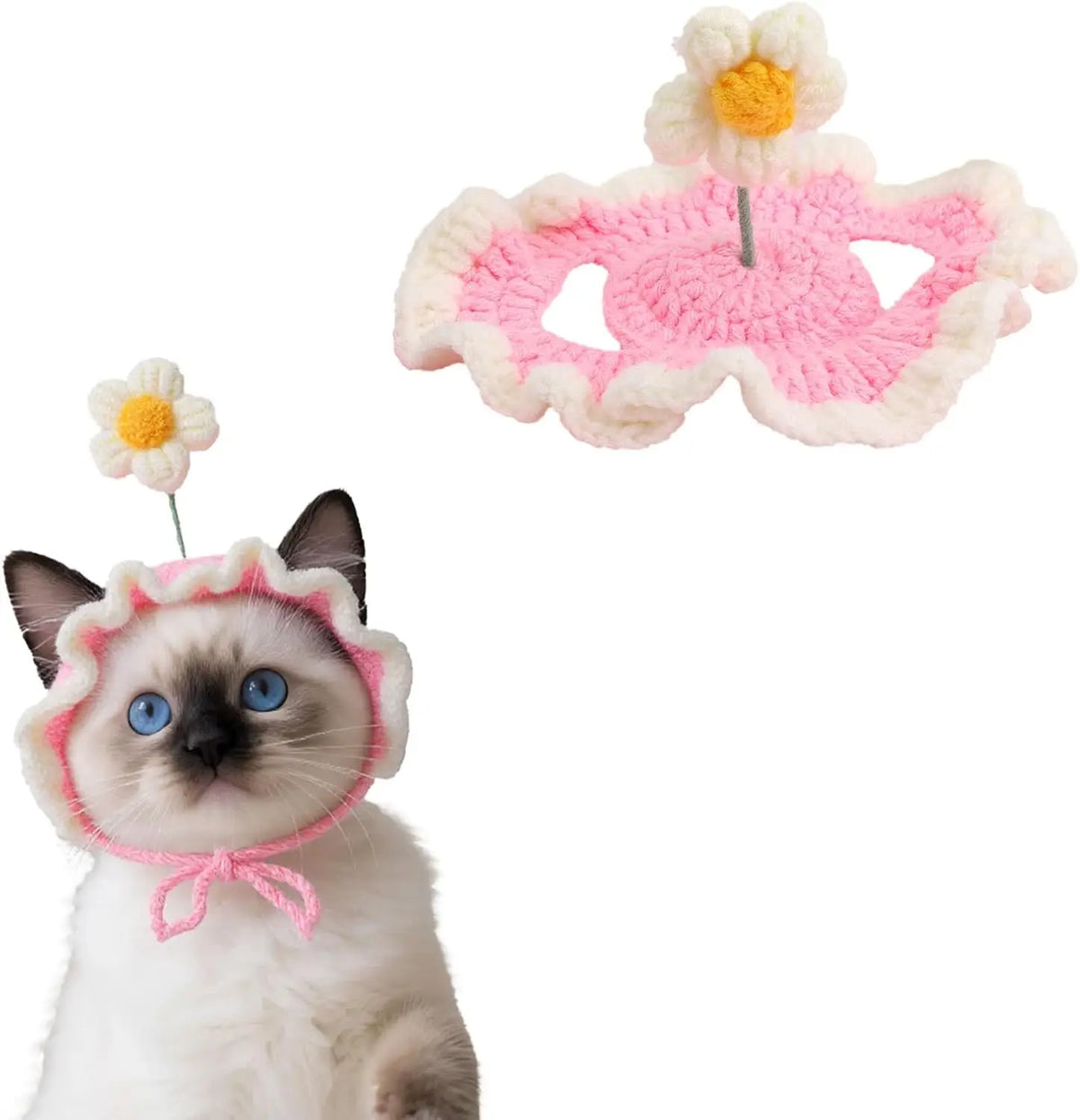 Crochet Flower Hat for Cats and Small Dogs