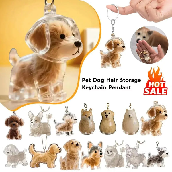 Clear Dog Fur Keepsake Capsule Keyring