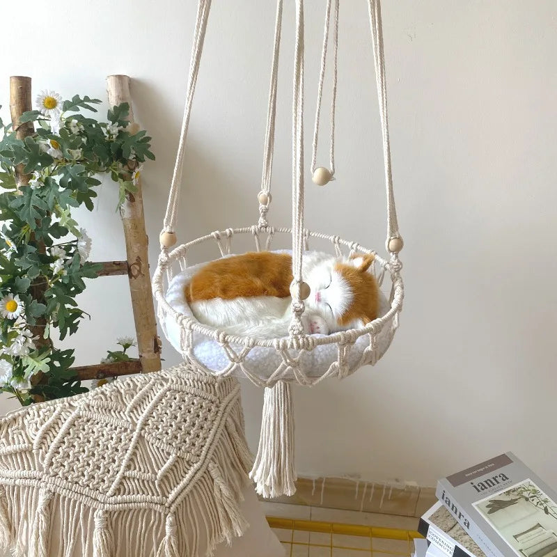 Macrame Hanging Cat Hammock