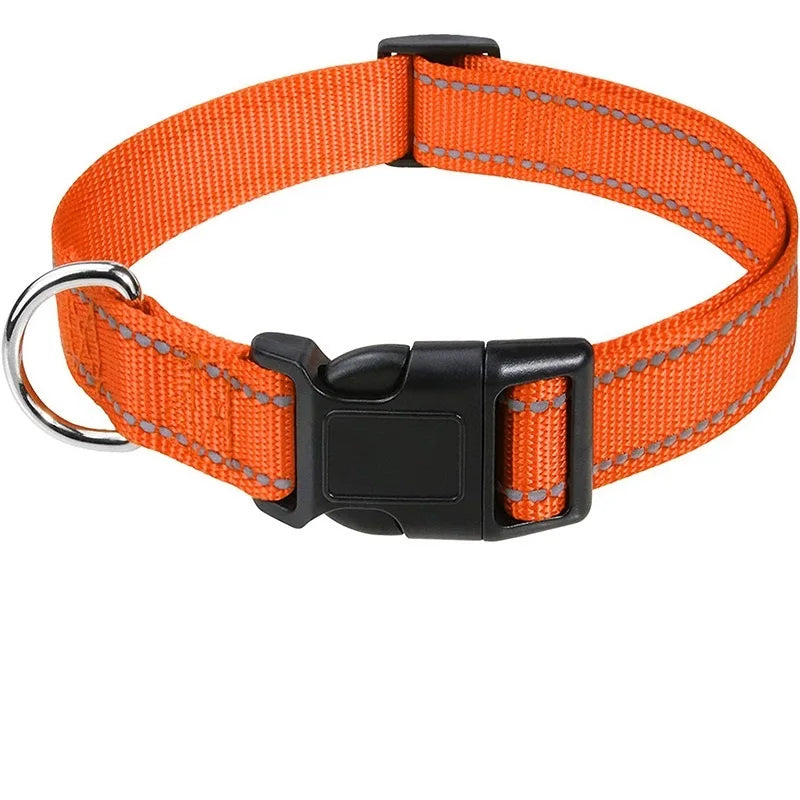 Nylon Dog Collar with Quick-Release Buckle - 6-Orange / L(2.5 cm)(40-60 cm)