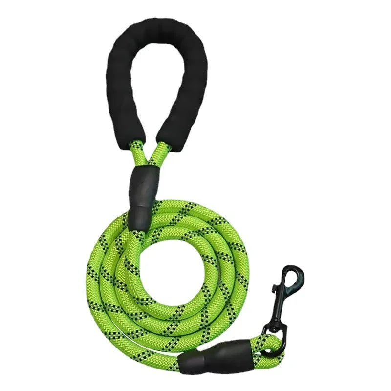 Reflective Nylon Rope Dog Lead - Green / 0.8 cm 1.5 m