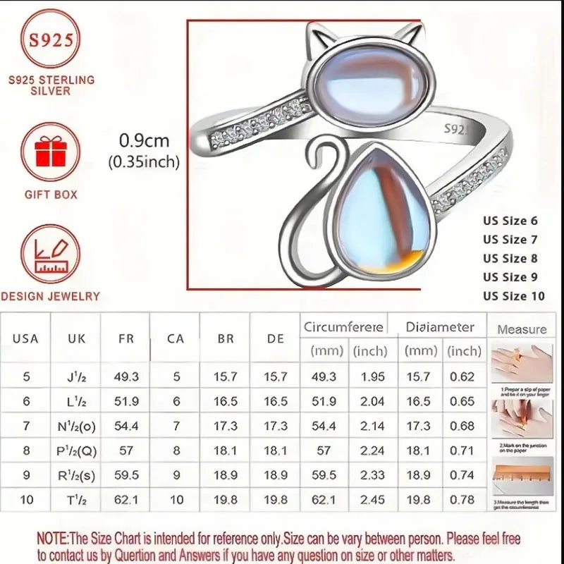 Moonstone-Effect Cat Ring