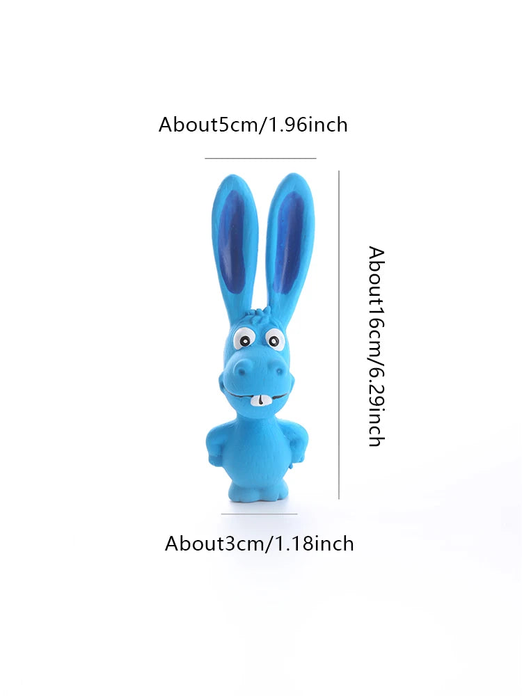 Latex Rabbit Squeaky Toy - Blue