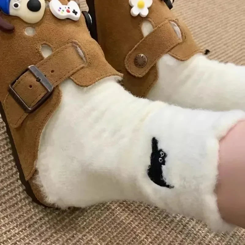 Fuzzy Cat Face Socks