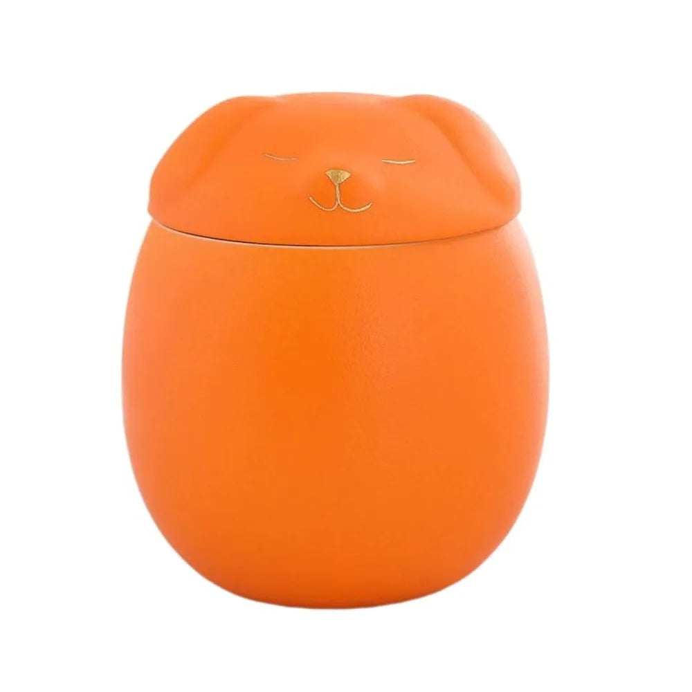 Orange dog ceramic urn