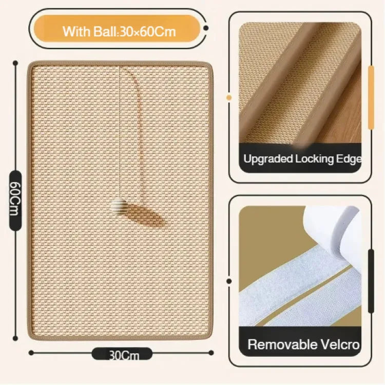 Sisal Cat Scratching Mat - 30 x 60 cm with ball toy