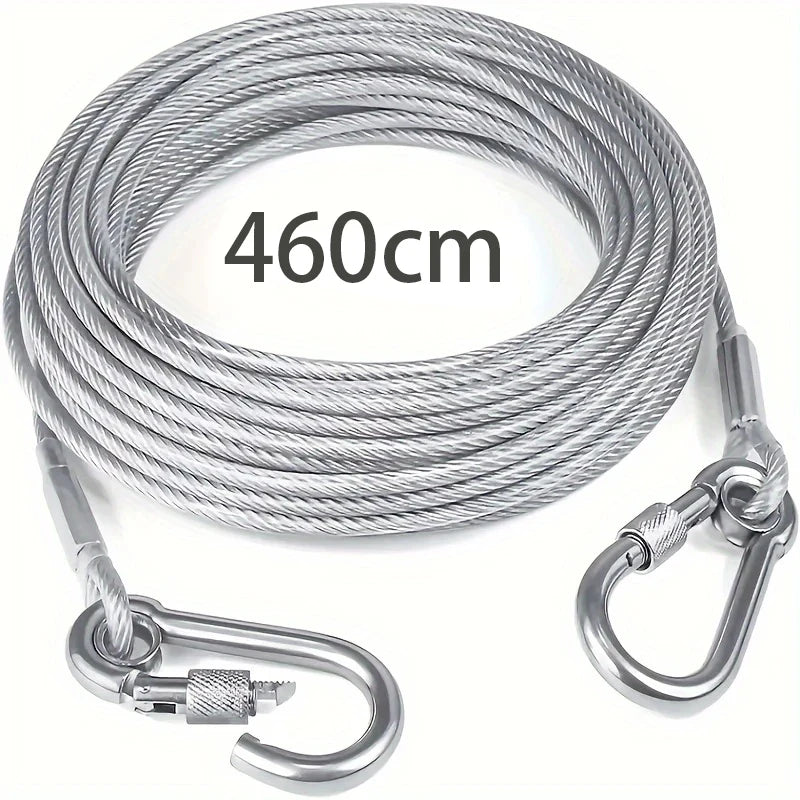Heavy-Duty Steel Dog Tie-Out Cable - 460 cm