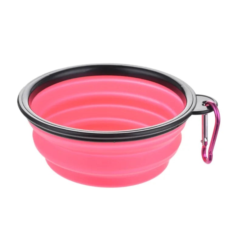 Collapsible Silicone Travel Bowl with Clip - Pink
