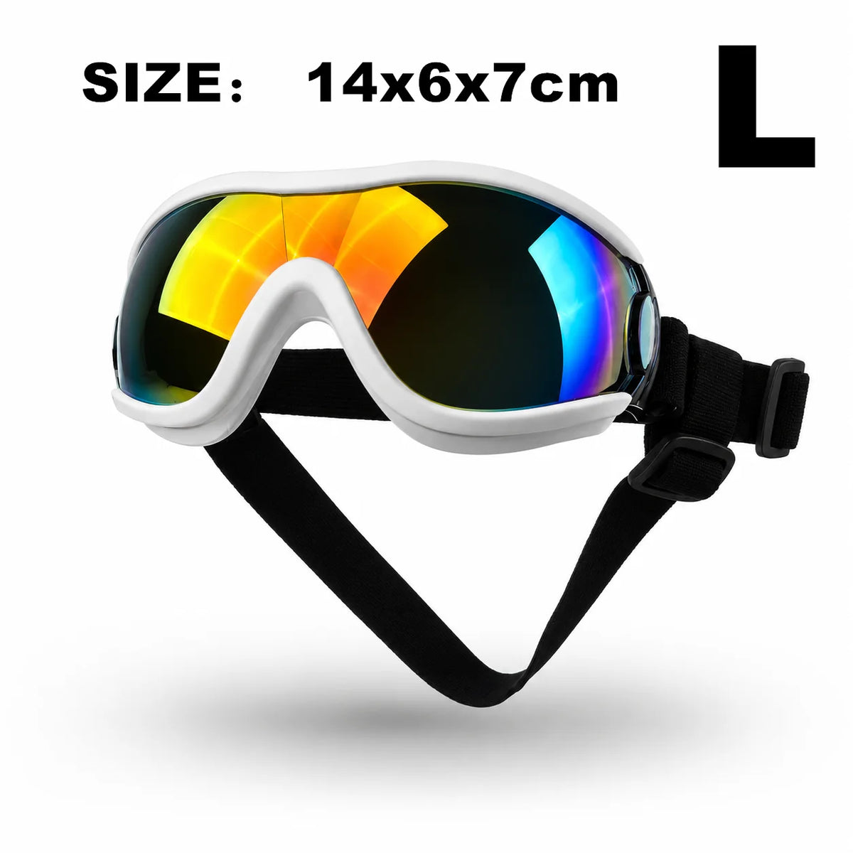 Dog Goggles with UV Protection - White, red lens, L