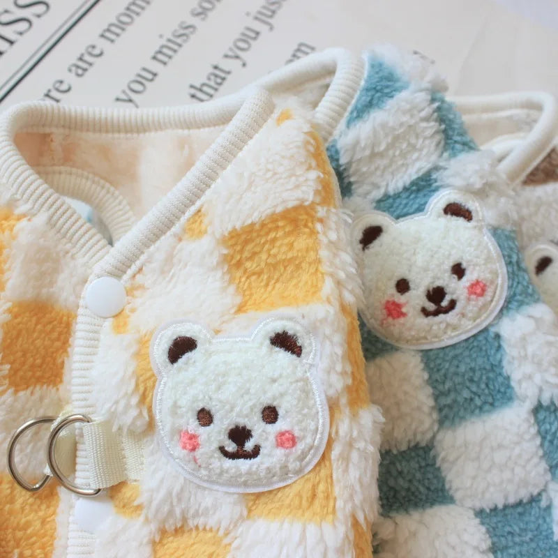 Checked Teddy Fleece Coat for Small Dogs