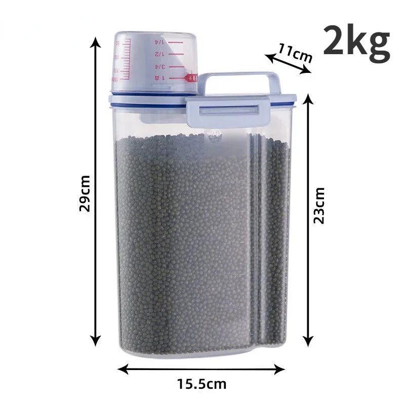 Airtight Pet Food Storage Container with Scoop - White (2 kg)