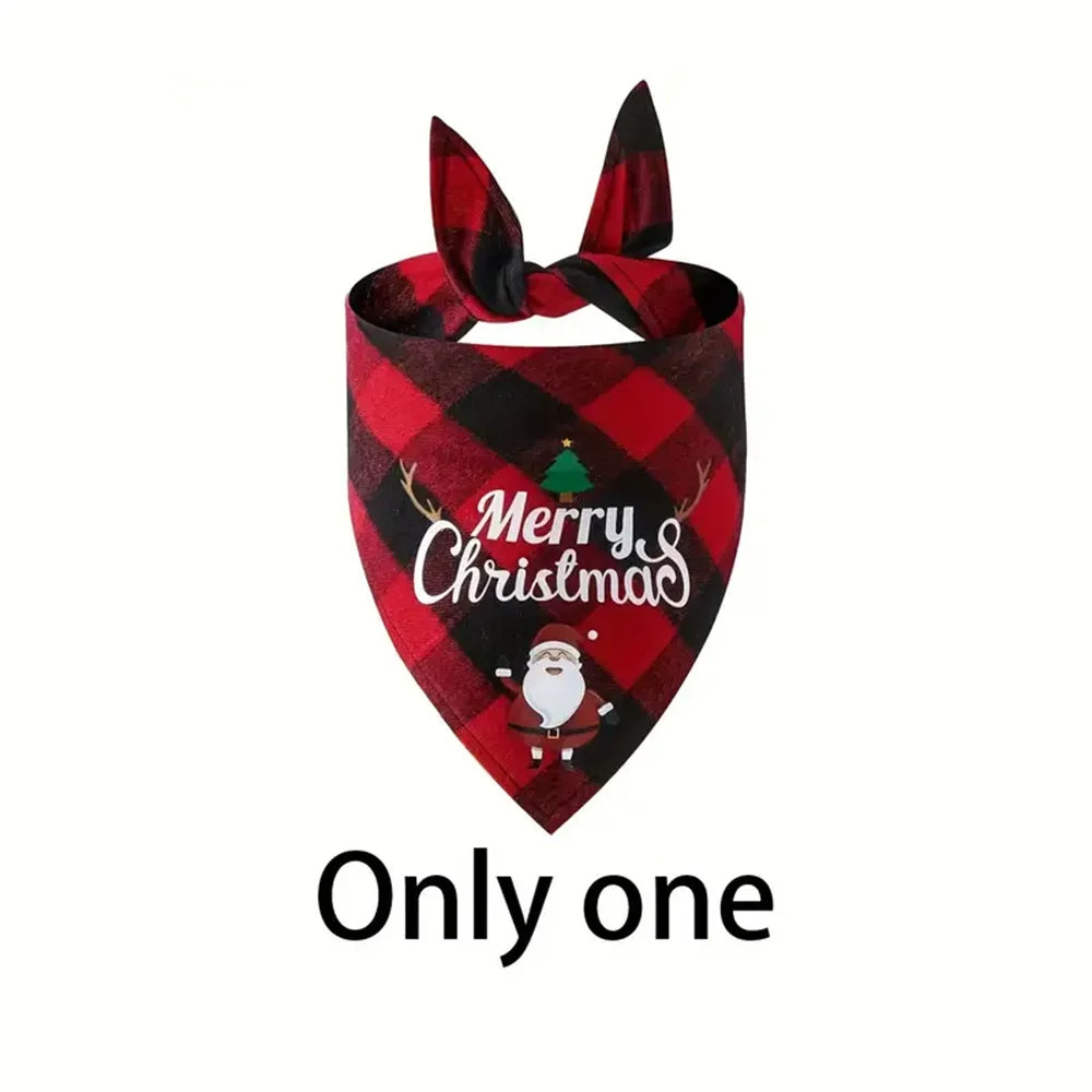 Christmas Tartan Dog Bandana - Red